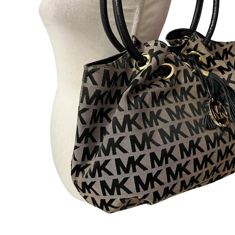 Michael Kors Monogram Drawstring Bucket Bag Gray … - image 3